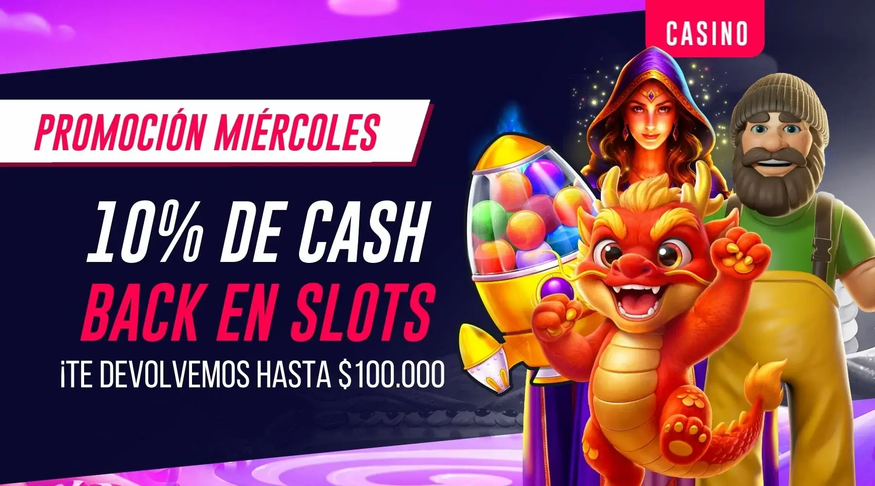 Cashback 10% miércoles tragamonedas